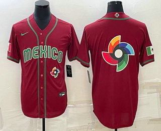 Mens Mexico Baseball 2023 Red World Baseball Big Logo Classic Stitched Jersey